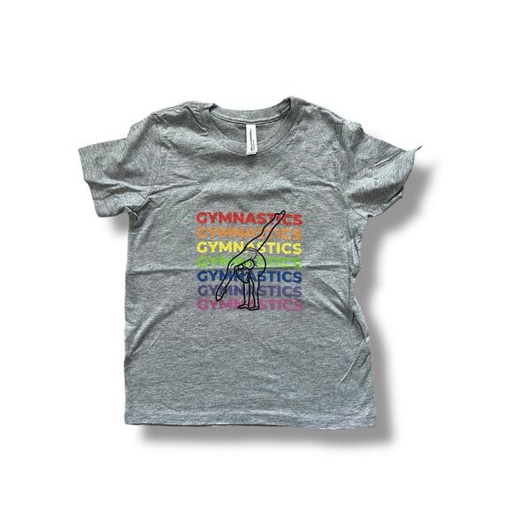 Youth Girls Gymnastics Rainbow Handstand Graphic Short Sleeve Tshirt Large 14-16 - Picture 2 of 7